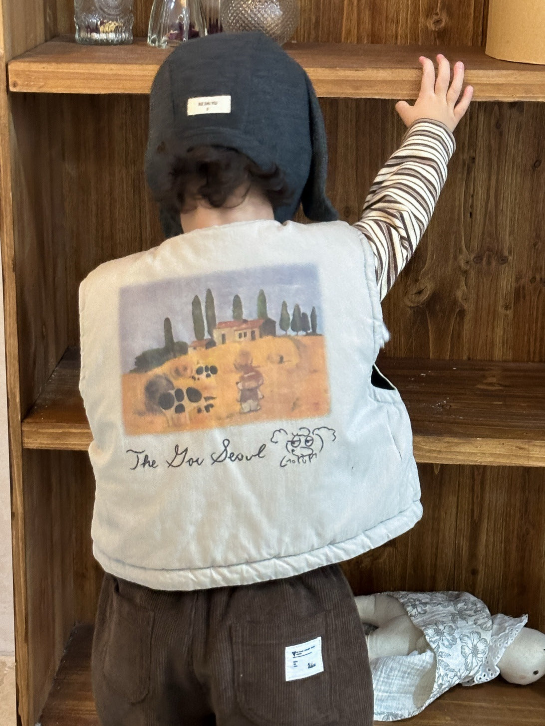 GN26012709兒童雙層棉馬甲裙2025新款秋冬裝打底衫韓版童裝男童加厚套裝