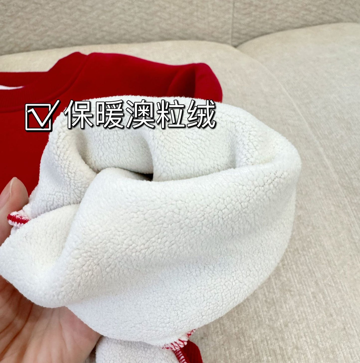 L26010602馬年親子裝冬一家三四口小月齡男童紅色小孩加絨衛衣過年拜年服