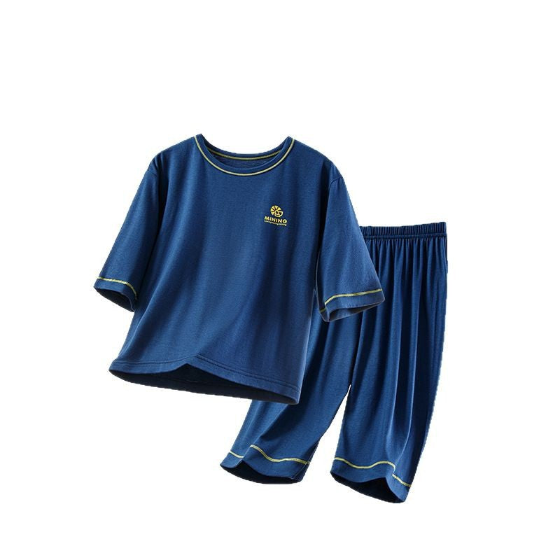 CK26050509兒童睡衣夏季男孩莫代爾五分袖套組大童冰絲空調服女童寶寶家居服(9-12天到貨)