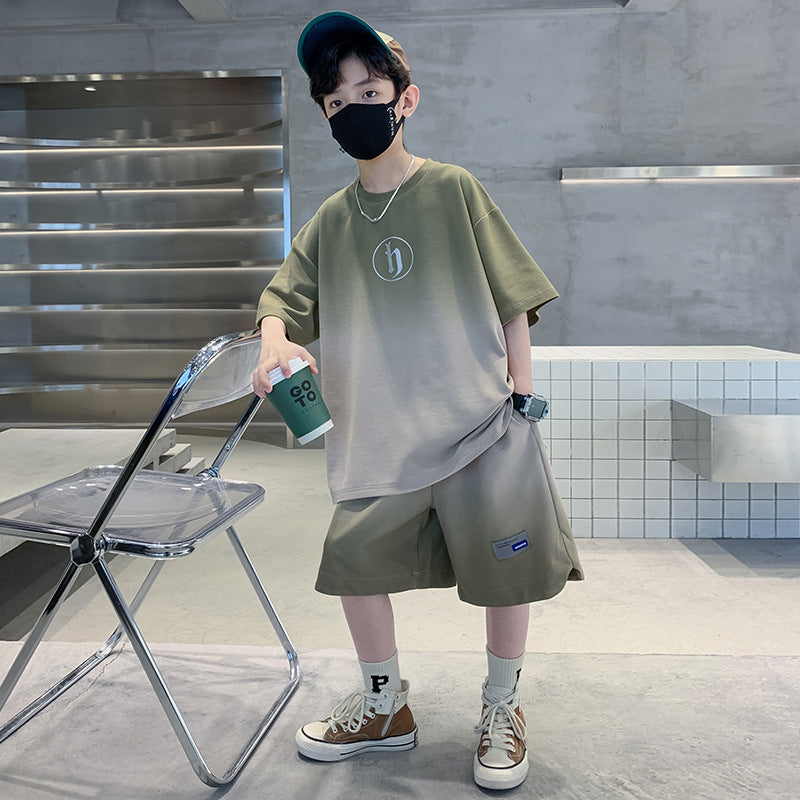 FM26042217男童夏裝套裝痞帥氣夏款時尚2026新款中大兒童裝夏季男孩運動潮酷