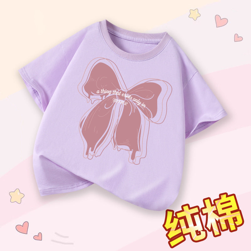 FN26052905女童短袖t卹夏季純棉薄女童衣服2026新款時尚女孩圓領童裝
