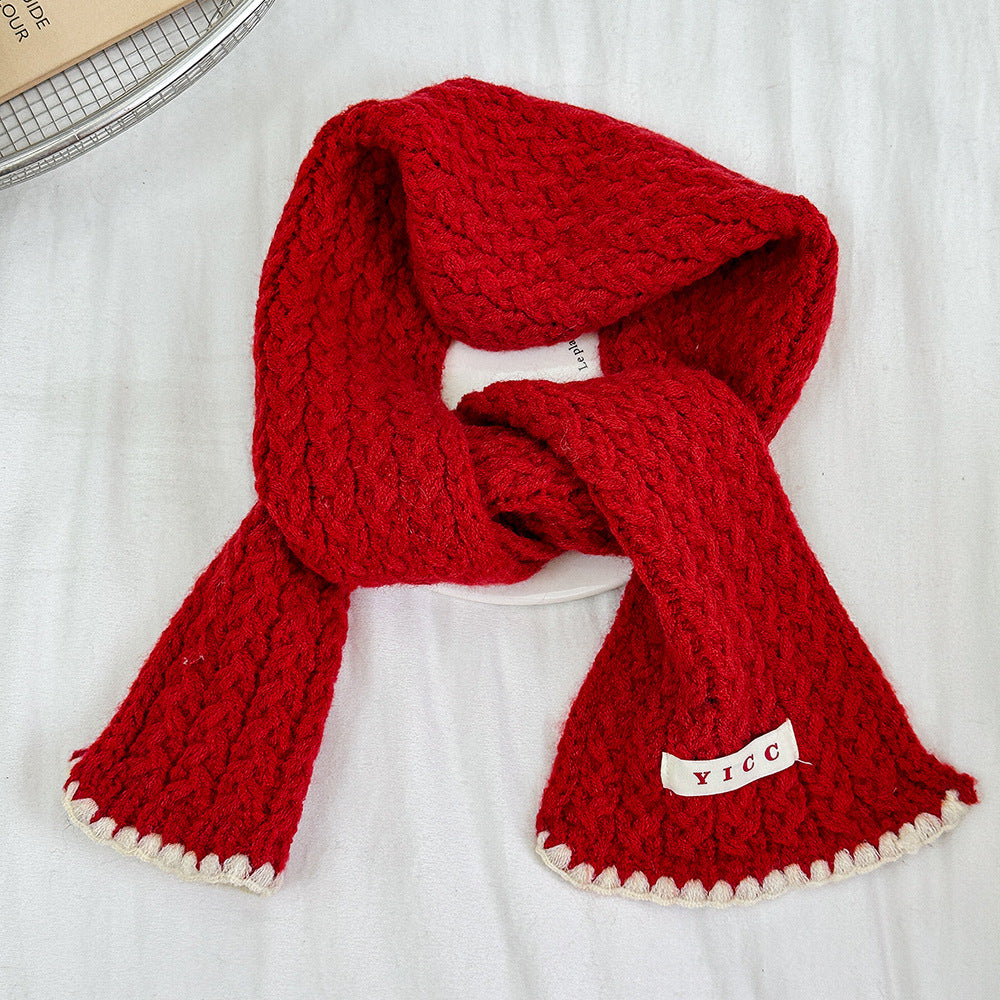 Z26010236新款兒童帽子圍巾復古鎖邊針織麻花圍巾加厚保暖男童女童二件套帽(2件起批)