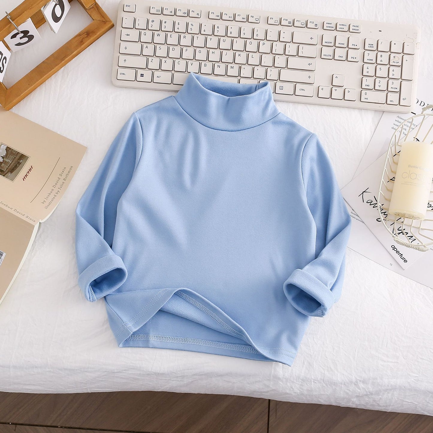 CA25112715女童秋裝新款兒童德絨打底衫洋氣百搭長袖上領上衣潮保暖服裝