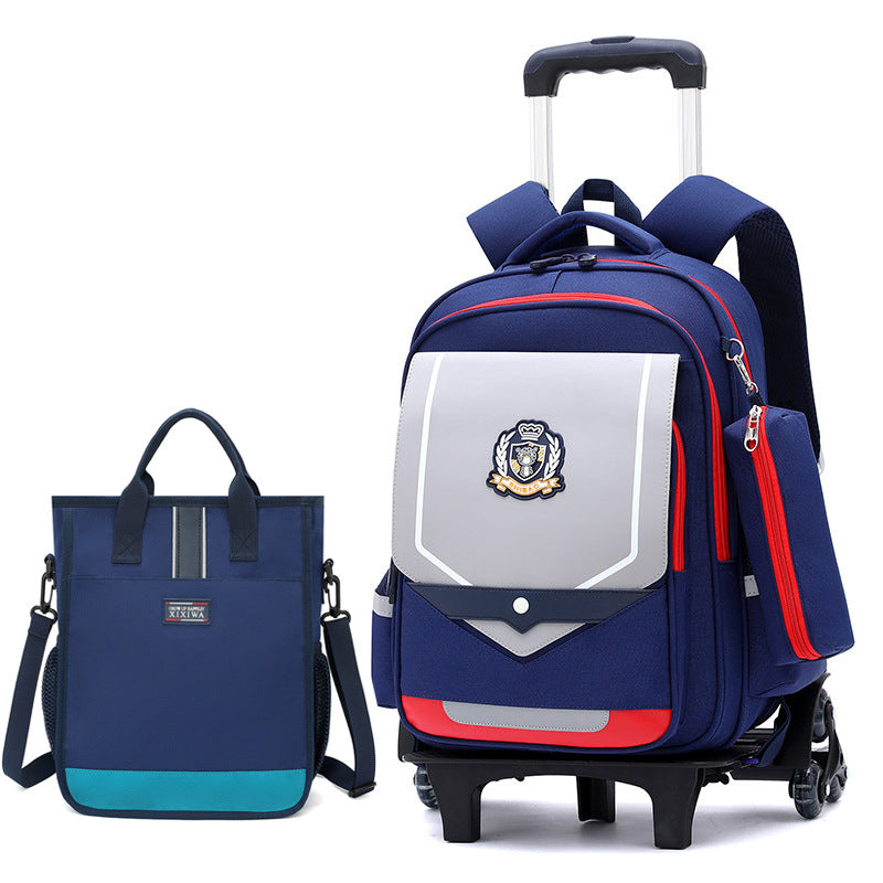 Z25022311兒童拉桿書包小學生防水女男拉桿式拖拉爬樓一二三到六年級大容量