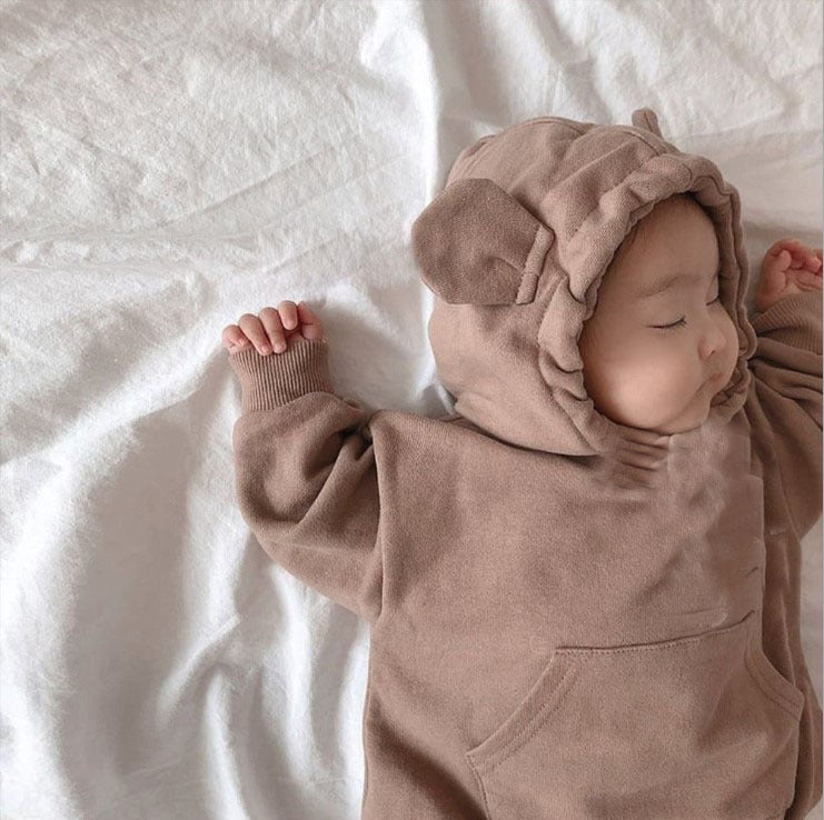 GB25111308春秋寶寶可愛小熊爬服男寶寶長袖連帽衛衣包屁連體哈衣