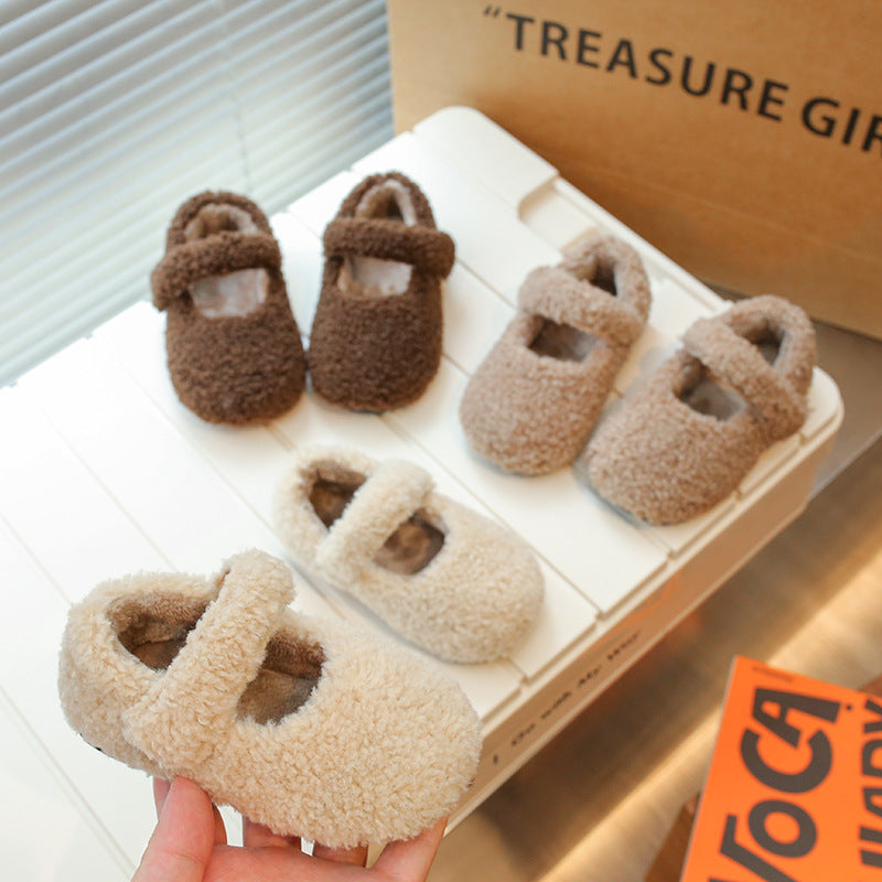 Z26010118兒童棉鞋2026秋冬新款純色小可愛寶寶毛毛鞋棉鞋貼心兒童毛毛鞋無