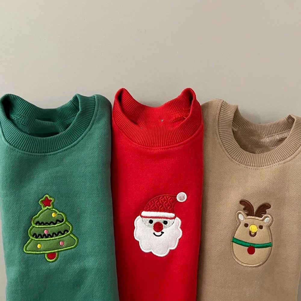 Z23111313秋季新款韓版小童T恤ins風聖誕節主題長袖上衣兒童聖誕服加厚(9-12天到貨)
