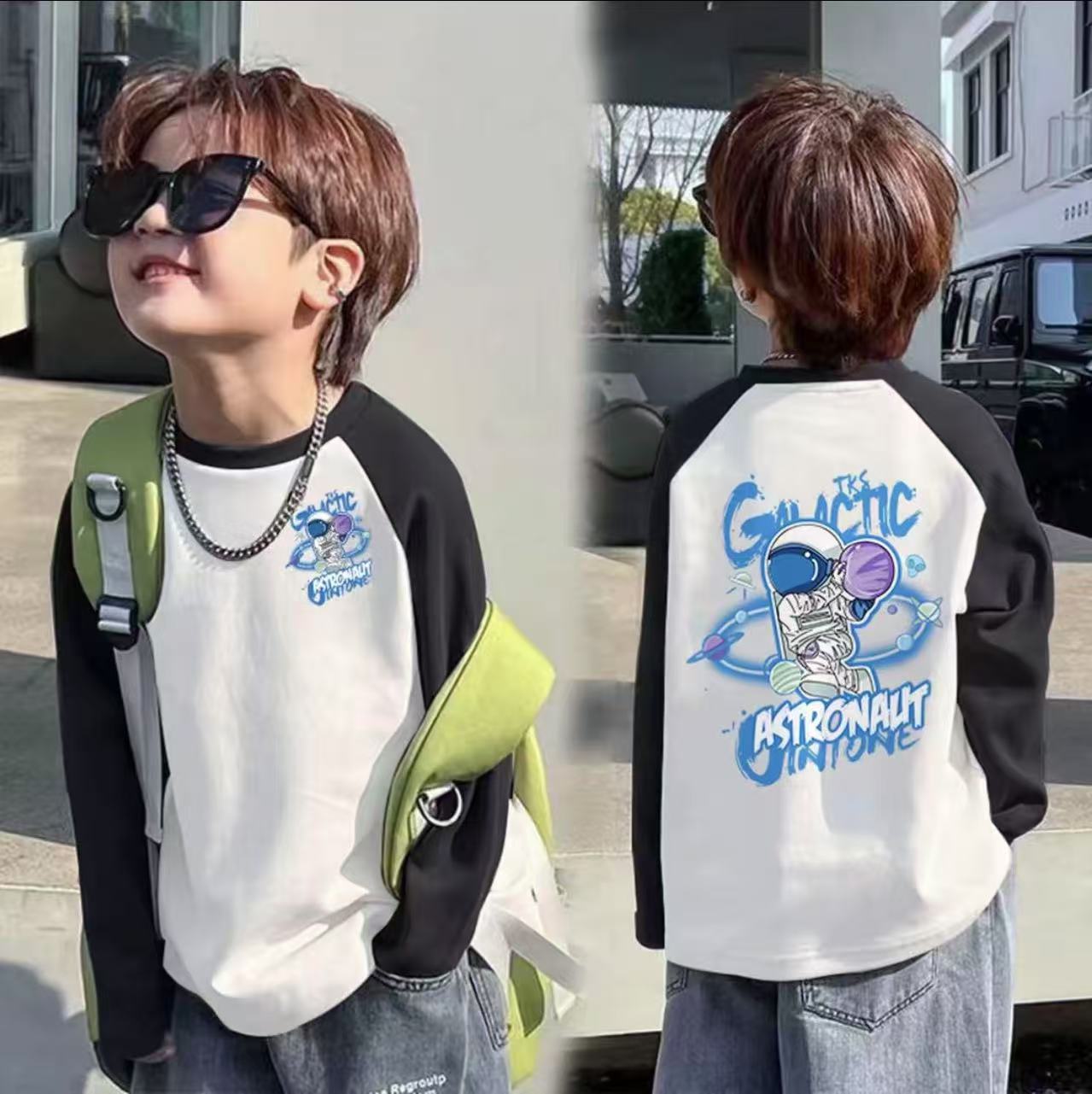 CE25091906男童長袖兒童T恤春秋裝新款大童春秋純棉打底成型帥氣上衣