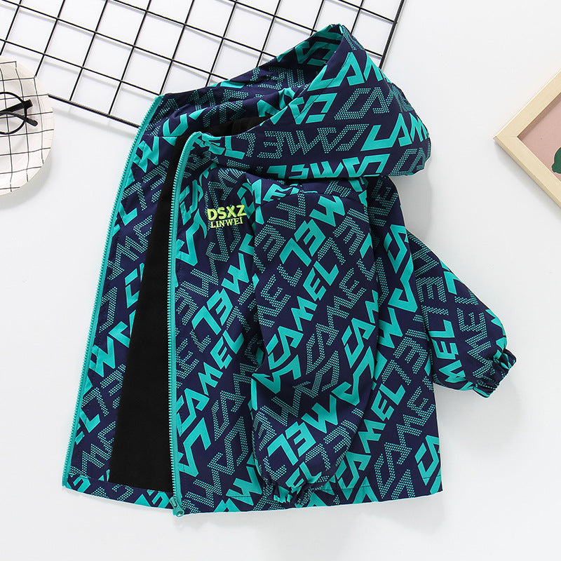 CH25110501兒童裝男童秋裝新款春季秋季外套加絨加厚衝鋒衣春秋冬款