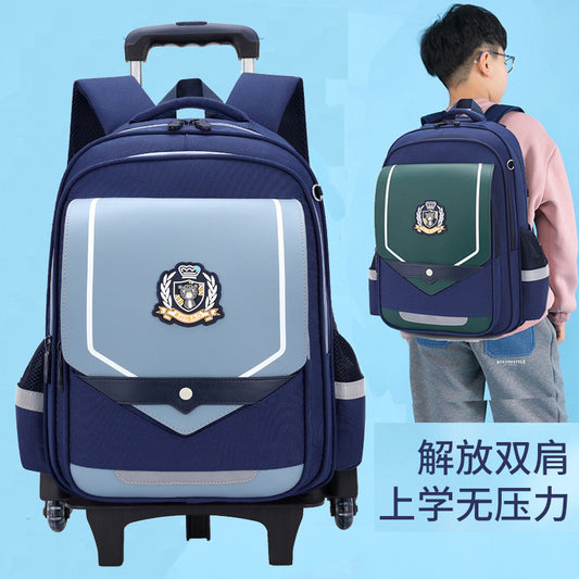 Z25022305拉桿書包小學生男孩6-12歲兒童3-6年級手拉女孩拉桿箱防水爬樓5