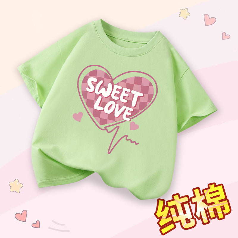 FN26052905女童短袖t卹夏季純棉薄女童衣服2026新款時尚女孩圓領童裝