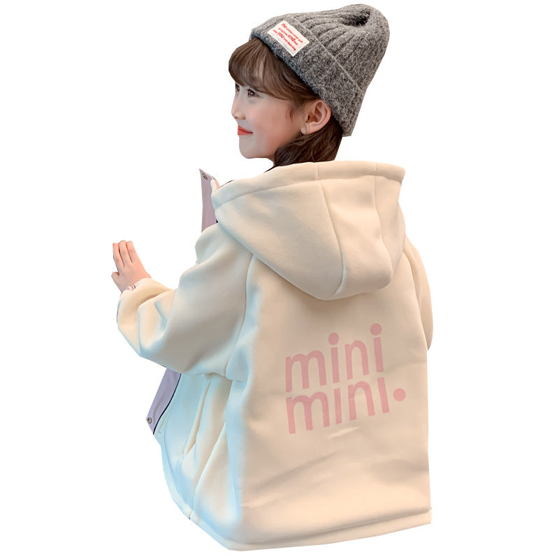 CH25110524女童秋裝裙兒童洋氣女孩秋冬兩面穿加絨加厚字母衝鋒衣