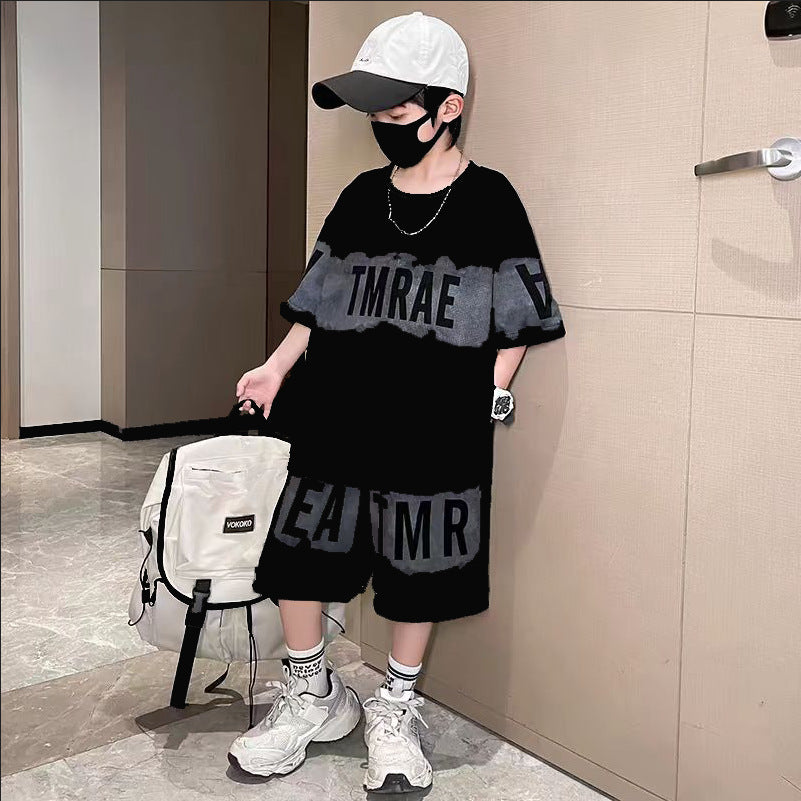 FM26042207男童夏裝套裝2026新款短袖運動洋氣中大兒童夏季男孩痞帥氣時尚潮