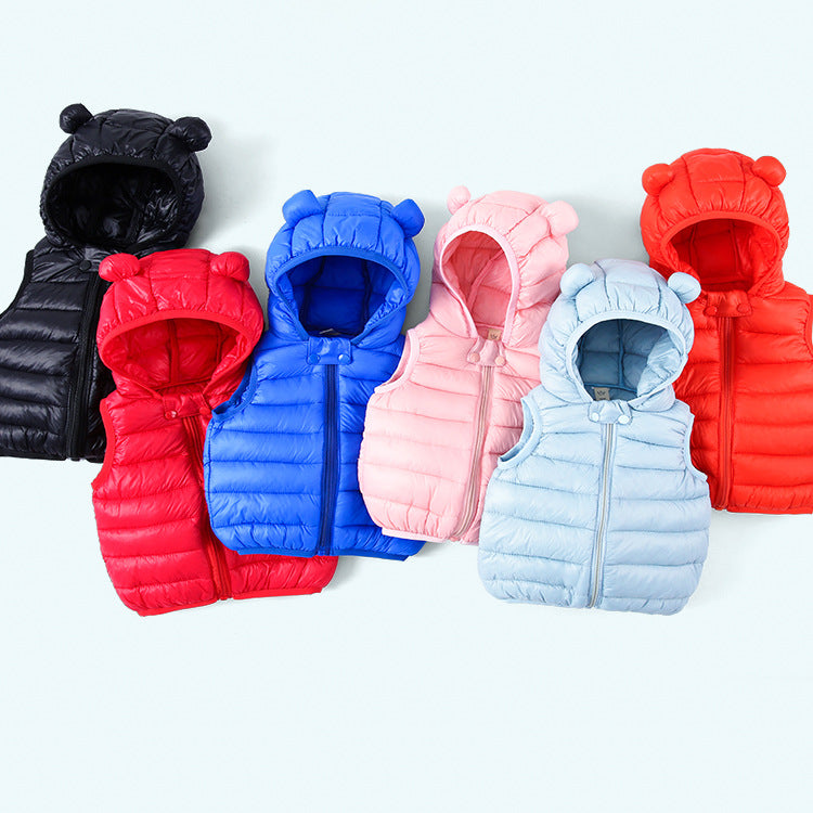 Z25120101外貿寶寶馬甲春秋寶寶秋冬裝輕薄外穿保暖兒童男童女童連帽背心