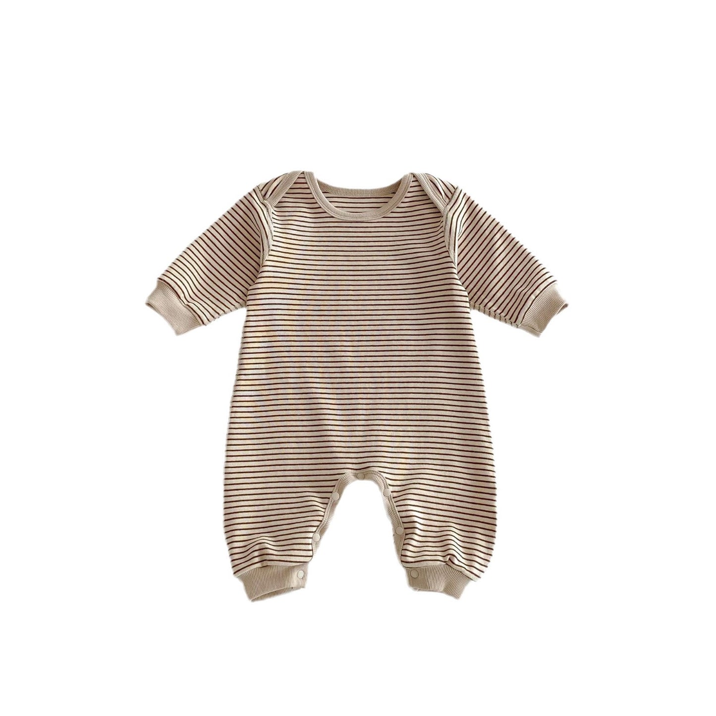 G25092510嬰兒秋冬長袖信封條紋無骨連身衣男女寶寶韓版居家服外出服