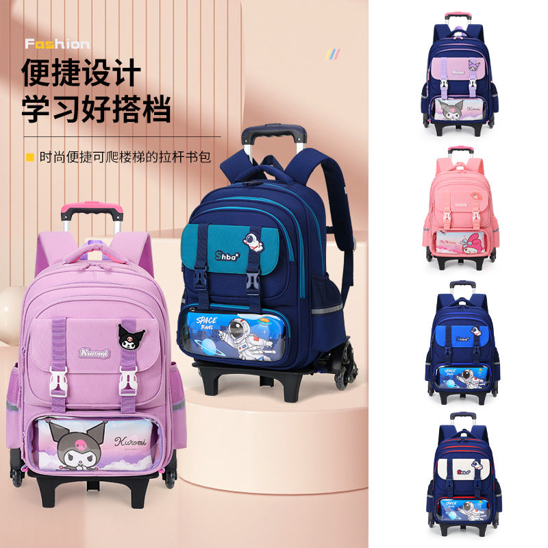 Z25022303兒童拉桿書包女生小學生一二三到六年級防水爬樓女童拉桿式大容量