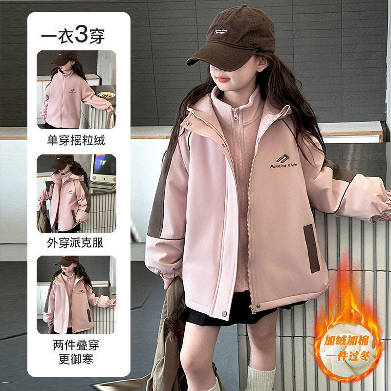 CH25110519女童衝鋒衣秋冬秋季三合一防風可感運動登山服