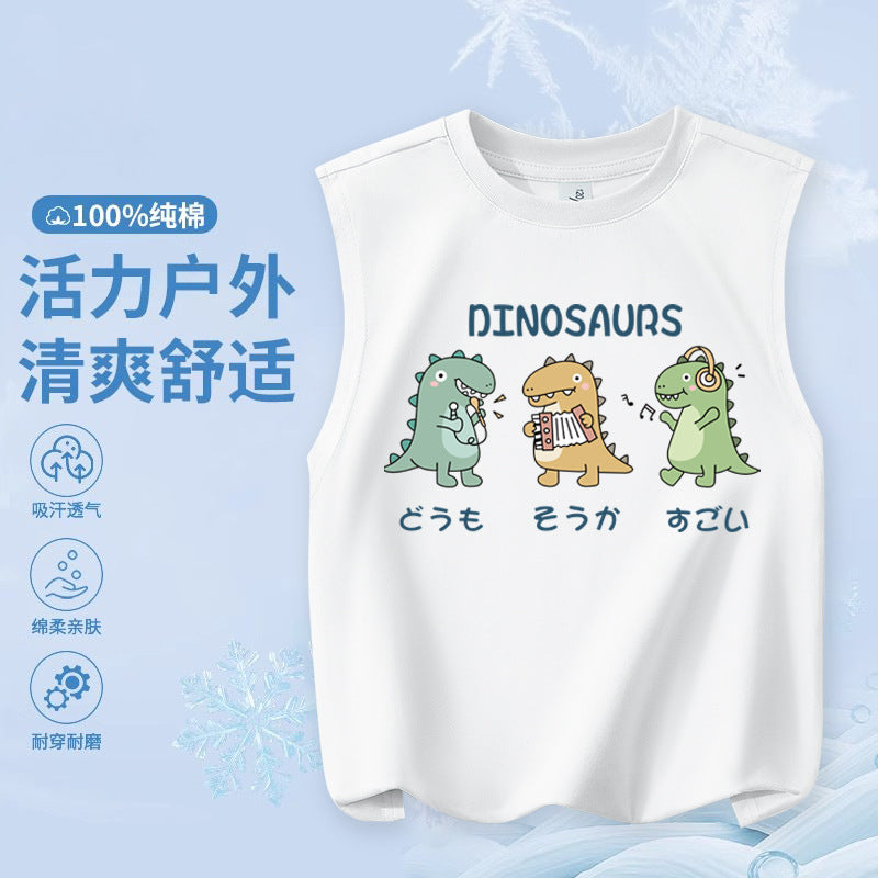 FN26052903兒童純棉背心 時尚卡通印花童裝 輕便版 中大童時尚男童上衣