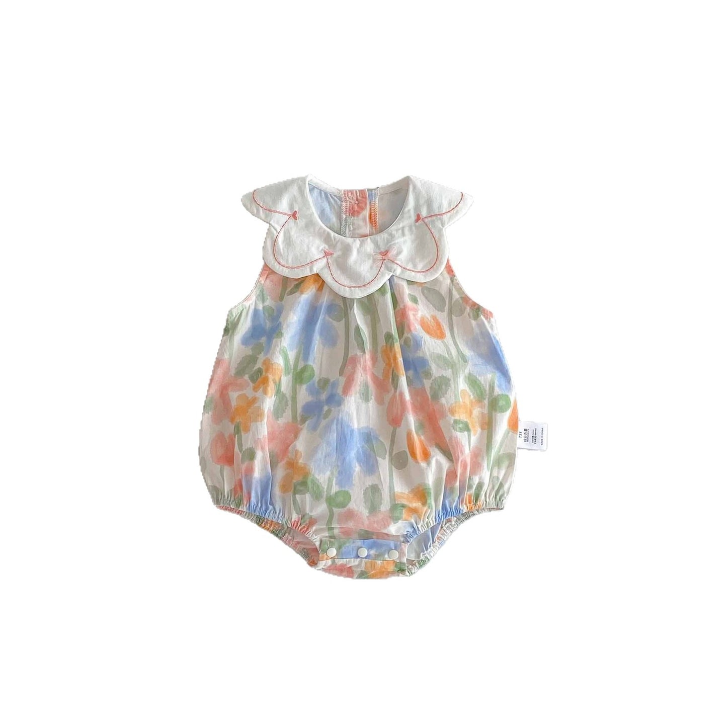 26071611寶寶連身衣夏季哈衣寶寶韓版背心爬服女寶碎花包屁衣可愛戶外衣服