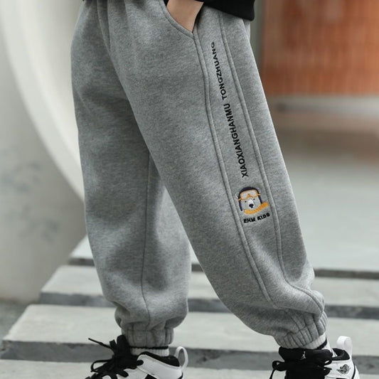 Z26010132男童褲子運動褲2025春秋新款一體加絨加絨寬鬆長褲兒童褲子