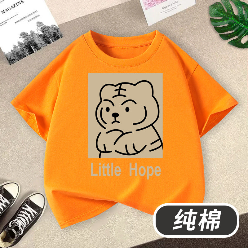 FN26052902童裝男童短袖t卹2026全新虎頭印花男孩圓領夏季純棉兒童純棉上衣