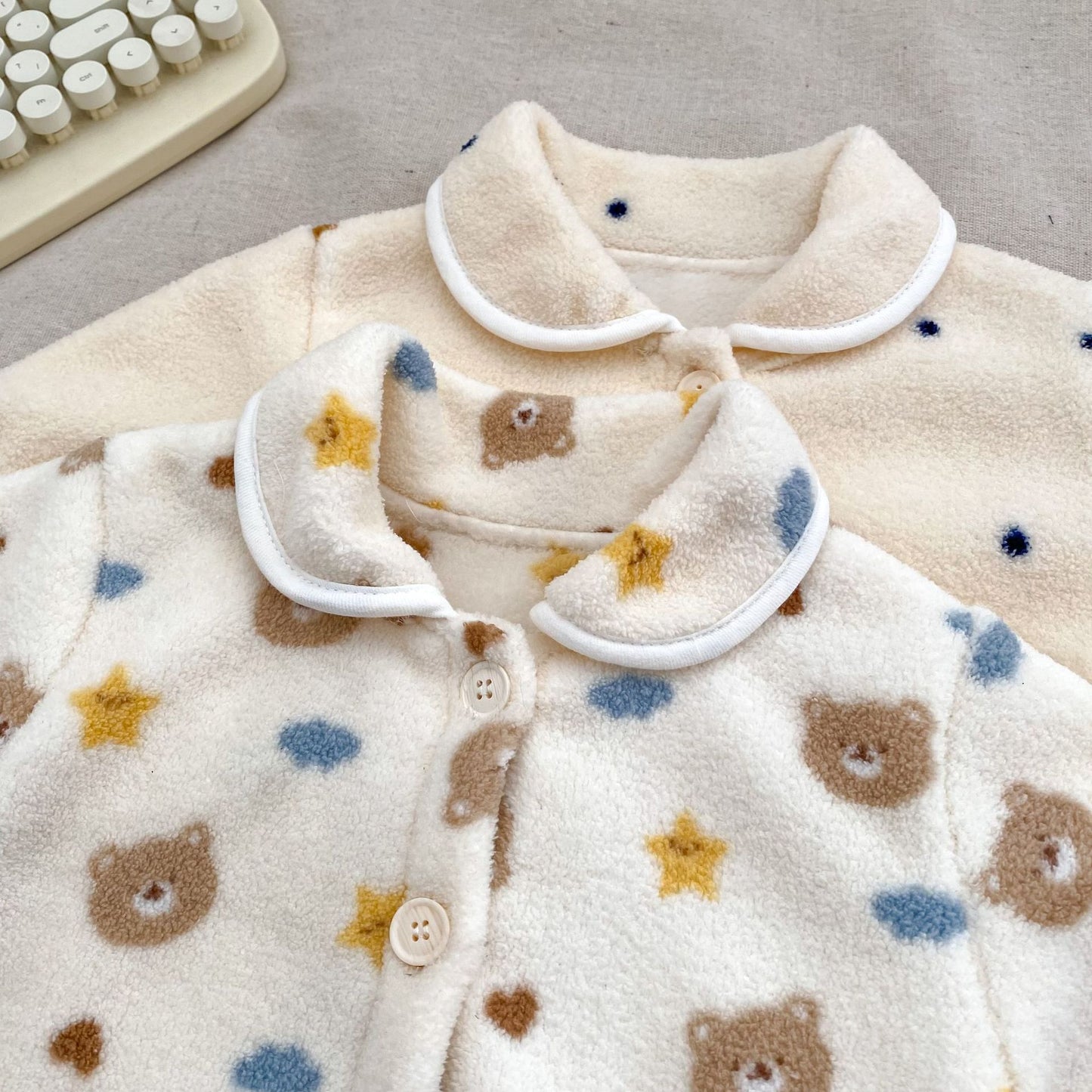 GK25121813冬季男小童加厚套装可爱卡通雪粒绒保暖开衫居家服外穿两件套(➡️2件或2套起,廠商才有出貨)(可以混搭開頭GK商品)