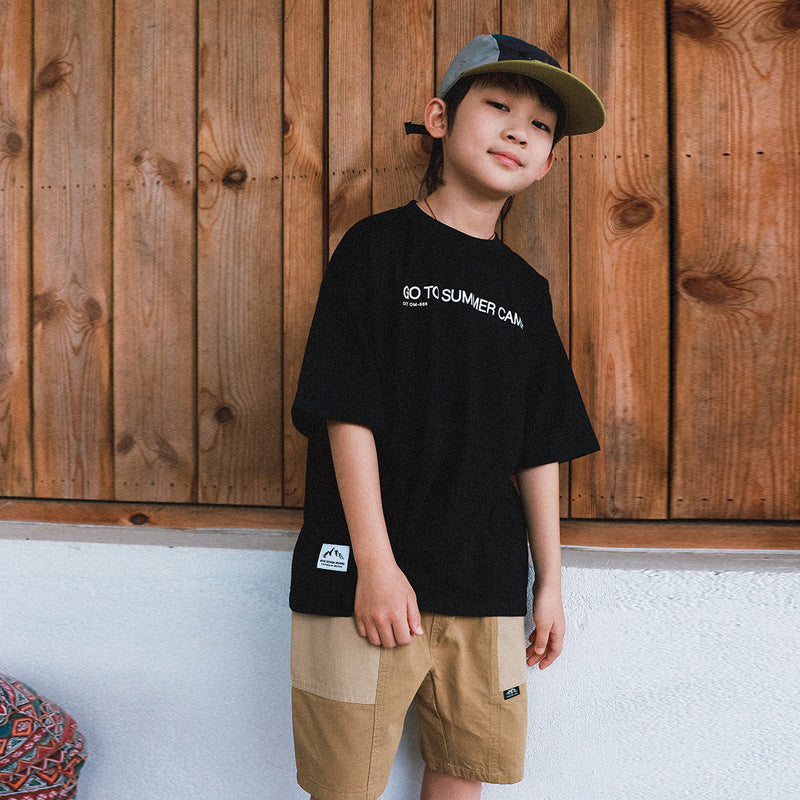 FK26032001山系戶外童裝襯衫夏季新款兒童短袖t男童露營風上衣寶寶棉衣服現貨(FK開頭~需混搭3件~廠商才有出貨哦)(品質很好,請放心購買)