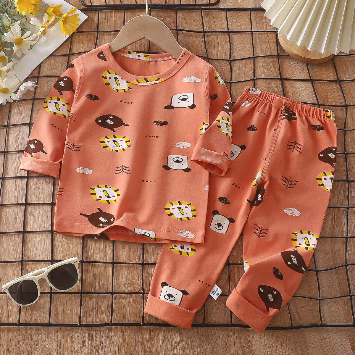 Z25022314兒童睡衣套裝春季萊卡棉寶寶內衣男童家居服女童秋衣秋褲童裝批發