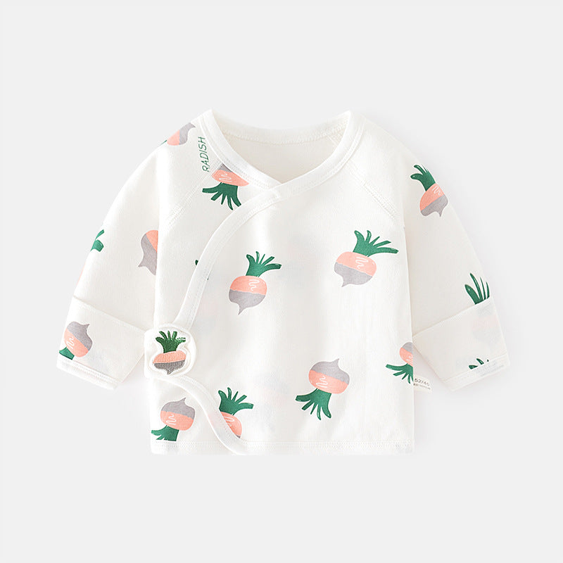 GJ25102124新生兒內褲無骨純棉春秋魔鬼氈半背睡衣滿月與尚服寶寶上衣