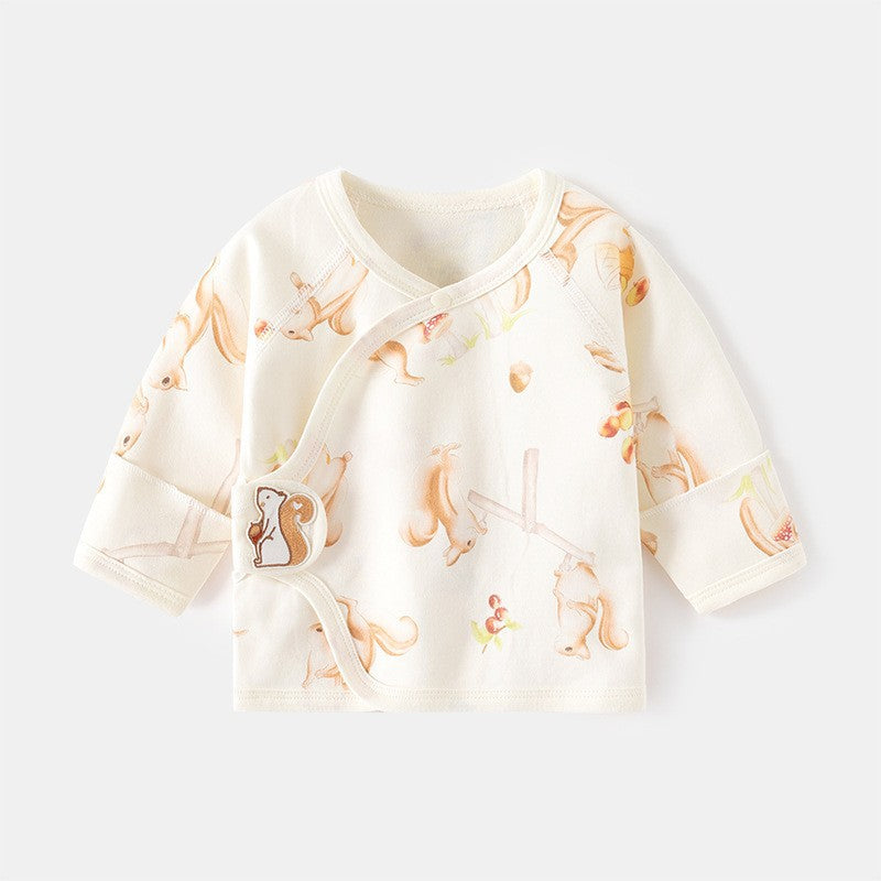 GJ25102124新生兒內褲無骨純棉春秋魔鬼氈半背睡衣滿月與尚服寶寶上衣