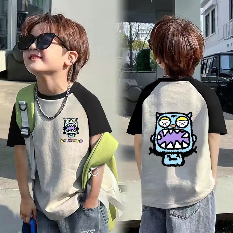 CE26022602童裝男童短袖t恤夏裝兒童中大童純棉夏季男孩休閒上衣潮t