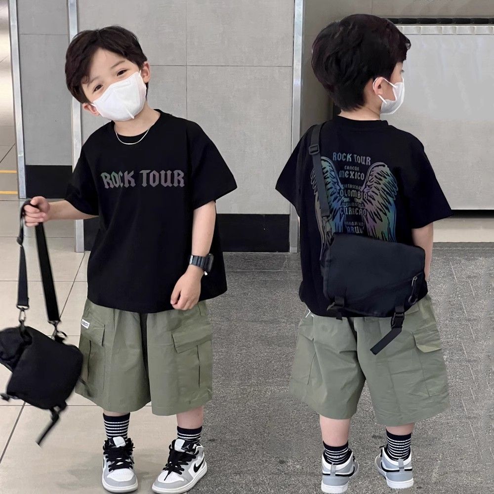 CE26022612重磅純棉帥氣童裝男童短袖中童兒童T恤夏季流行時尚夏裝上衣半袖