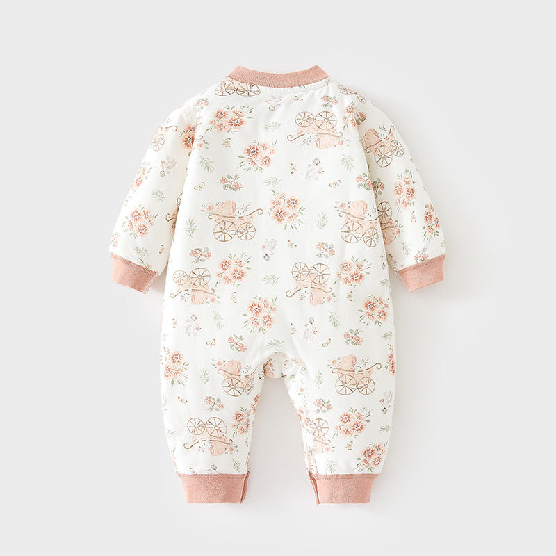 GJ25102125嬰兒40克加棉連身衣寶寶夾棉秋冬無骨哈衣薄棉加厚對開爬服兒童