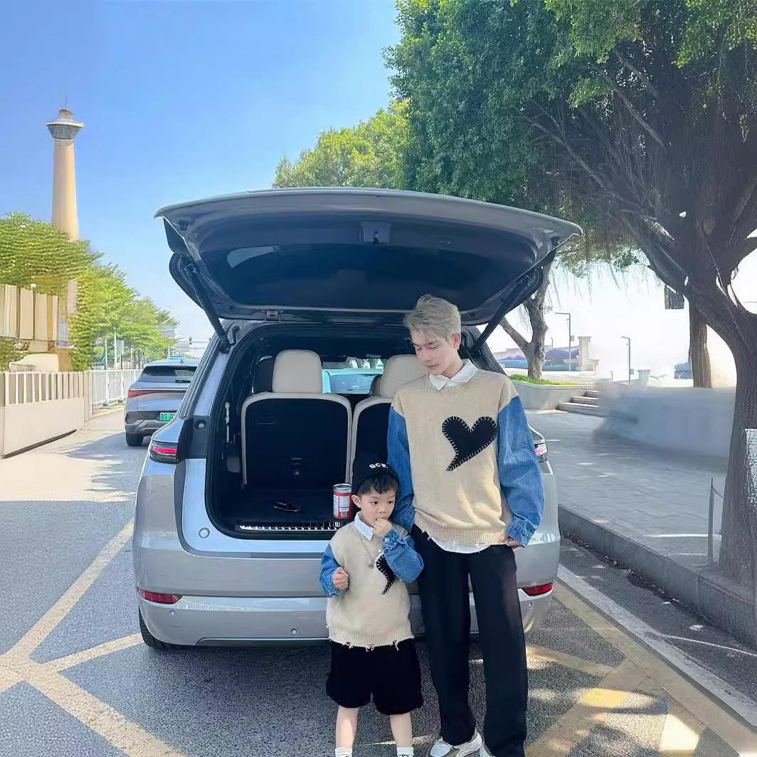 L25120410親子毛衣男女童衛衣兒童2025秋裝剪裁毛衣中小童時尚洋氣上衣