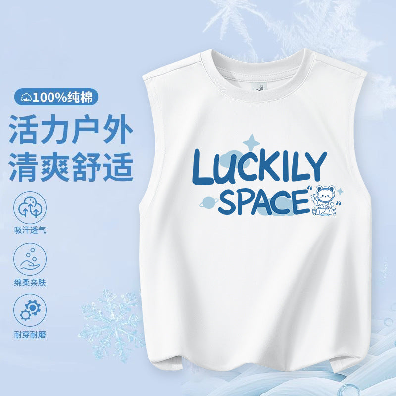 FN26052903兒童純棉背心 時尚卡通印花童裝 輕便版 中大童時尚男童上衣