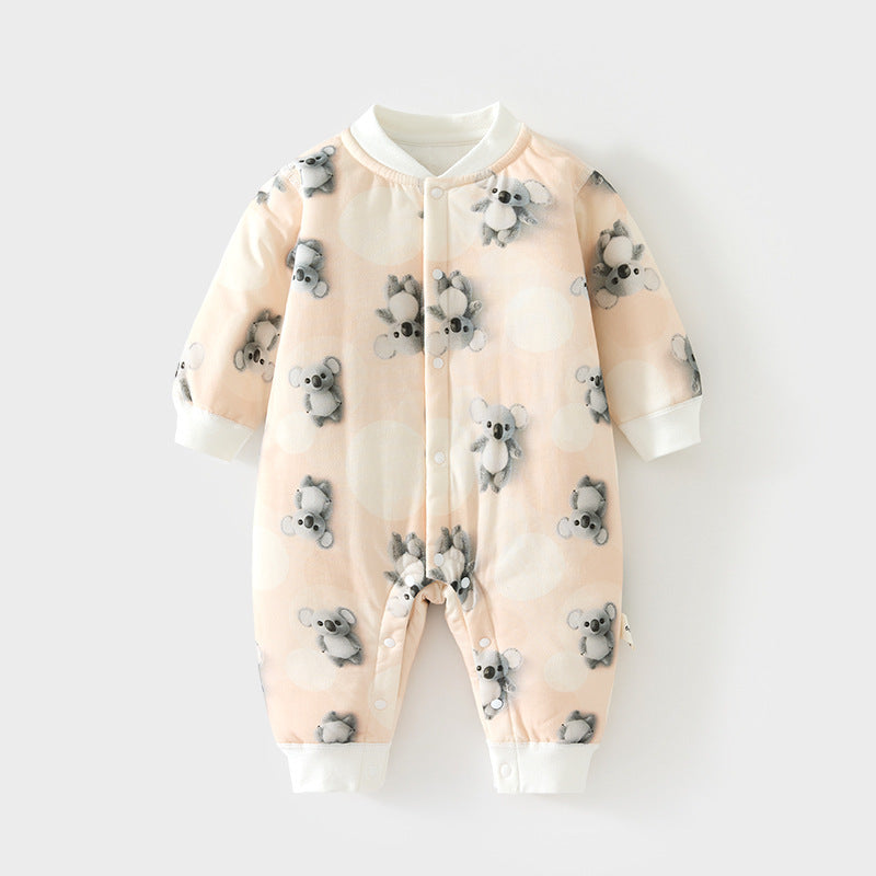 GJ25102125嬰兒40克加棉連身衣寶寶夾棉秋冬無骨哈衣薄棉加厚對開爬服兒童