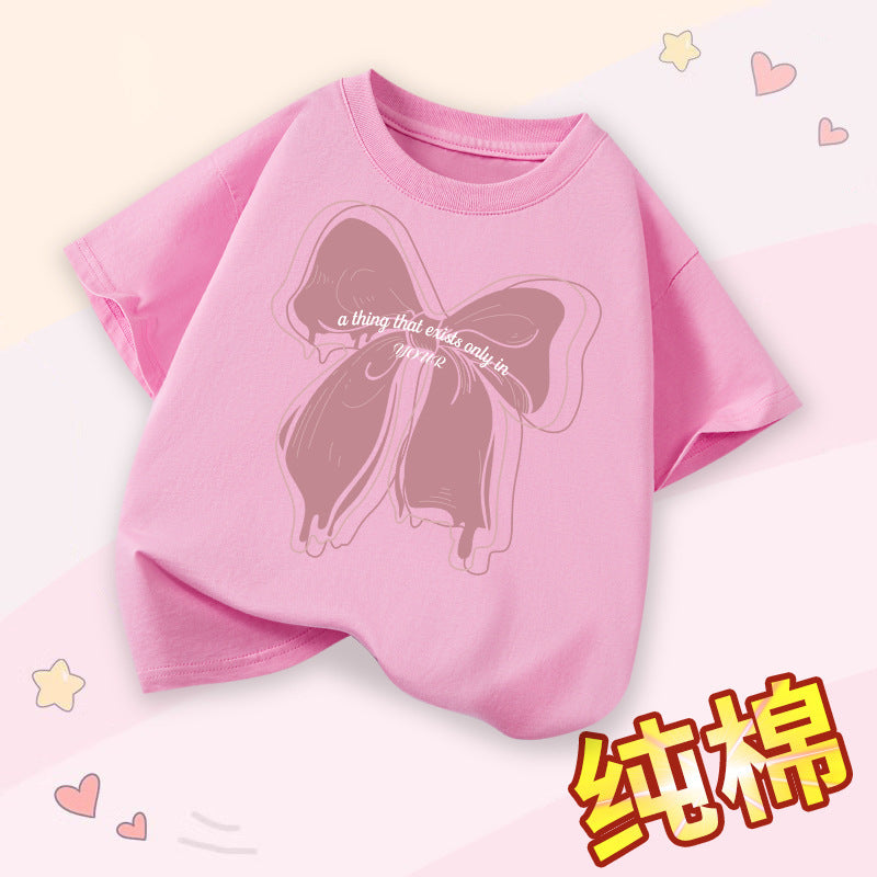 FN26052905女童短袖t卹夏季純棉薄女童衣服2026新款時尚女孩圓領童裝