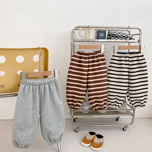 GK25121806冬季加厚嬰童褲子百搭休閒衛褲高克重加絨寶寶韓條紋長褲(➡️2件或2套起,廠商才有出貨)(可以混搭開頭GK商品)