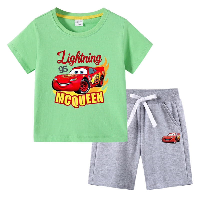 CI26041508兒童裝韓版男生T恤夏季上衣褲子半袖棉短袖中褲兩件套