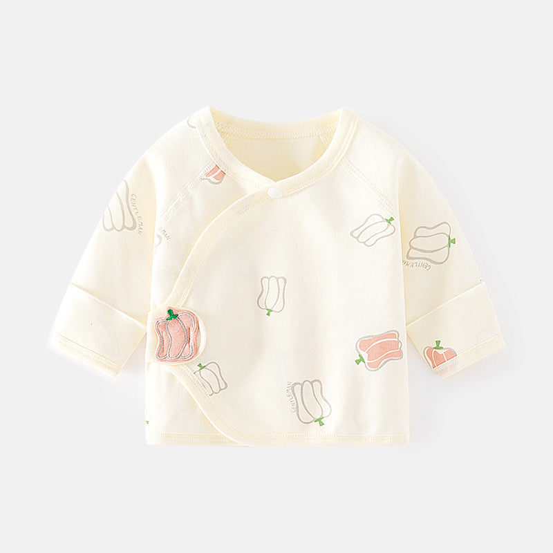 GJ25102124新生兒內褲無骨純棉春秋魔鬼氈半背睡衣滿月與尚服寶寶上衣