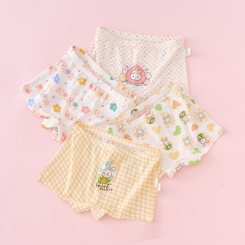 Z25040120女童莫代爾平角內褲兒童四角女寶寶短褲中大童小女孩冰絲夏季薄款