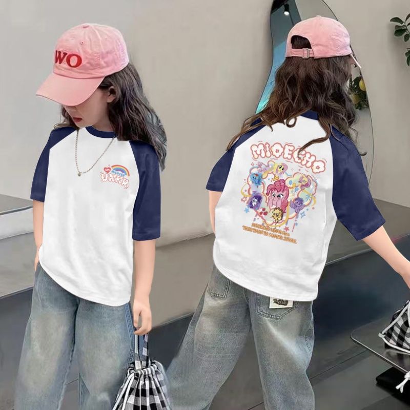 CE26022616女童夏季短袖T恤纯棉2026新款儿童洋气半袖女孩夏装薄款体恤上衣t