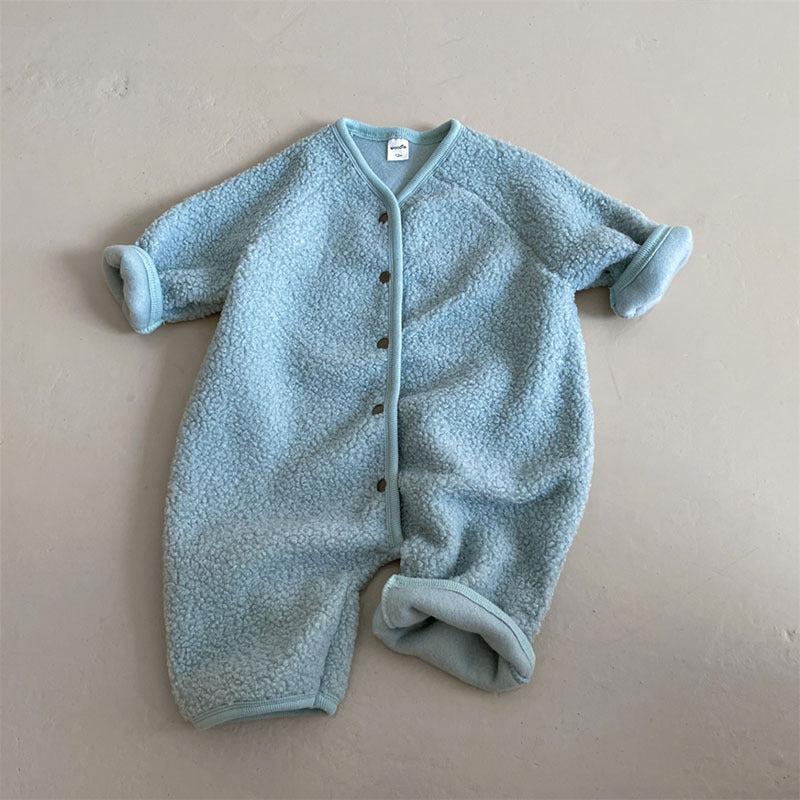 GB25111311韓版童裝寶寶秋冬男嬰幼童柔軟羊羔絨保暖長袖連身衣爬服哈衣