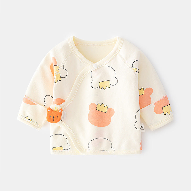 GJ25102124新生兒內褲無骨純棉春秋魔鬼氈半背睡衣滿月與尚服寶寶上衣