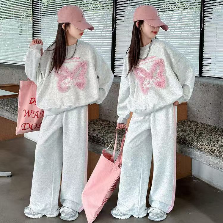 FG25112013女童卫衣套装春秋新款中大童时尚洋气阔腿卫裤儿童休闲两件套