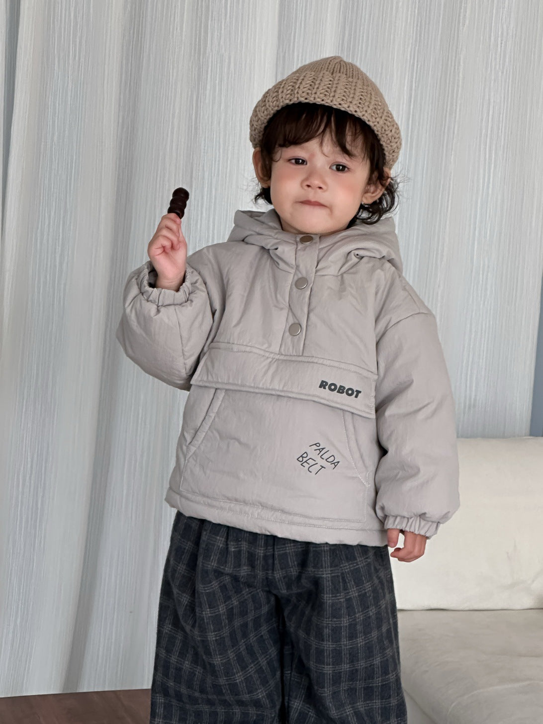 GN26012703兒童服飾2025新款韓版童裝冬季小寶寶棉衣裙子男童格子褲加絨套裝