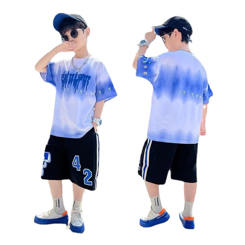 FG25053001短袖男童新款兒童裝洋氣中大男孩2025夏裝夏季酷帥套裝時髦潮運動