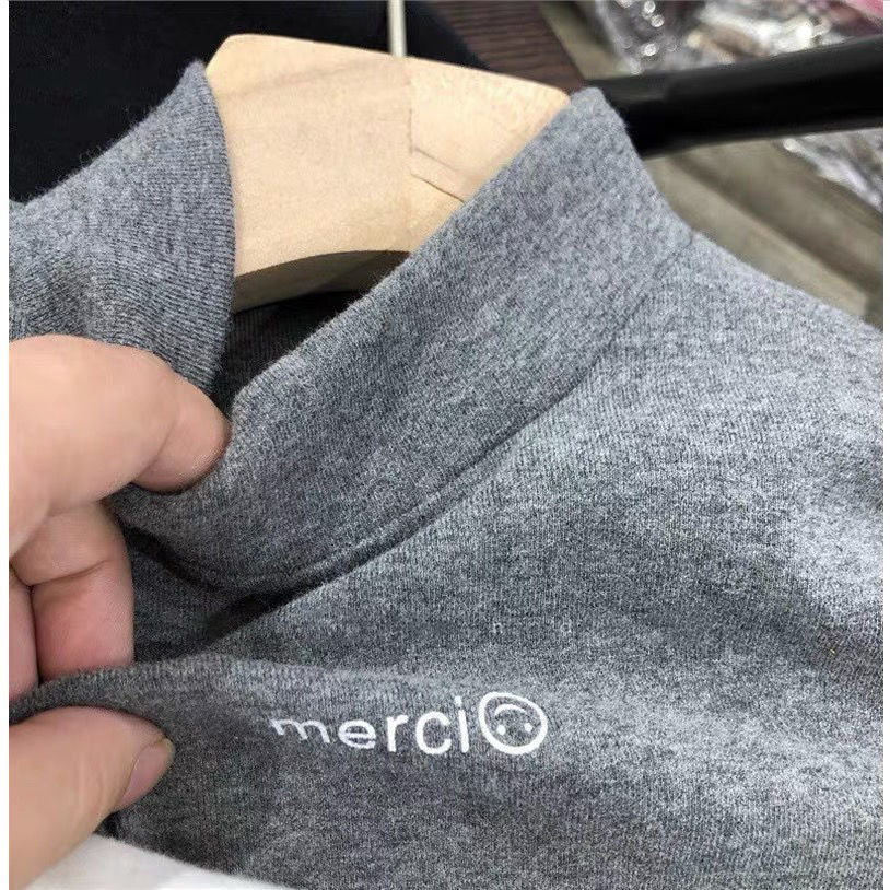 CA25112719兒童磨毛加絨打底衫德絨半高領長袖T卹男童女童秋冬基礎上衣內搭