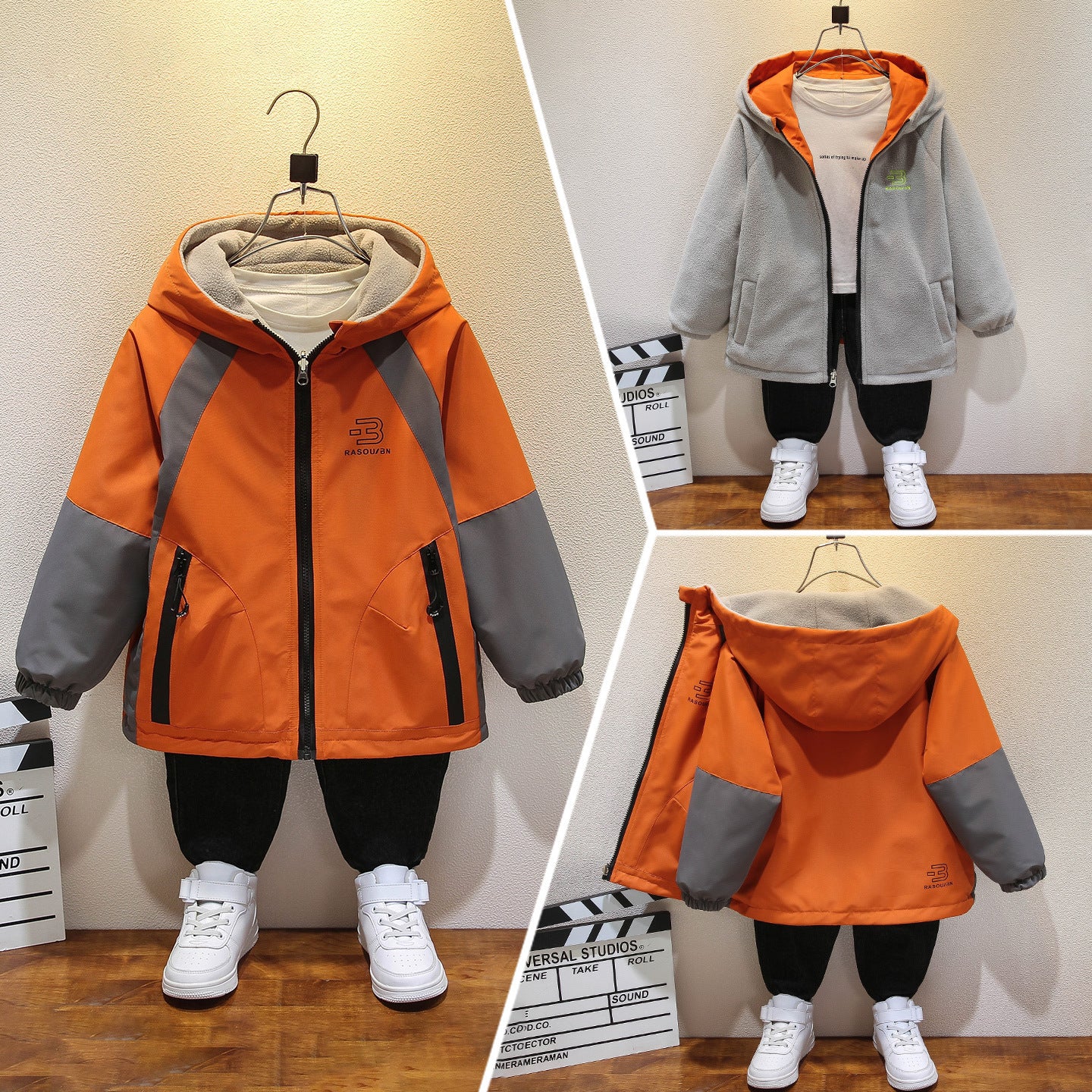 CH25110523男童秋季裙加絨中大童上衣春秋裝風衣雙面穿兒童衝鋒衣