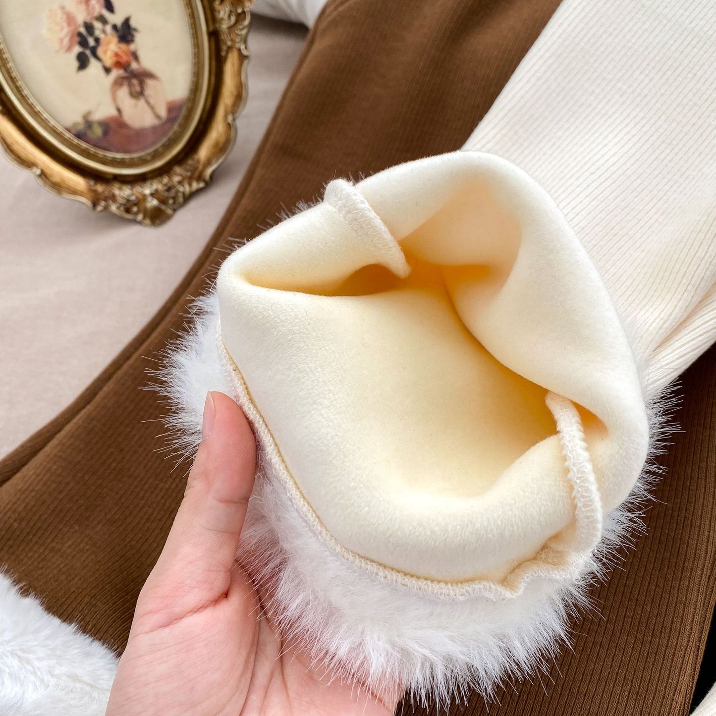 GK25121816  冬季女童褲子加絨簡約純色毛毛喇叭褲加厚保暖女寶寶外穿長褲(➡️2件或2套起,廠商才有出貨)(可以混搭開頭GK商品)